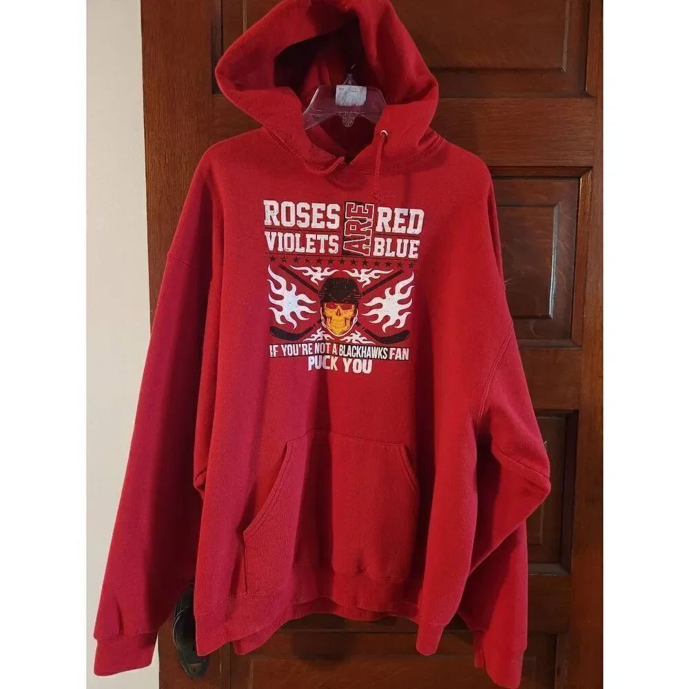 Jerzees 2X red hoodie with "Roses are Red, Violets are Bule, If you not a Blackh